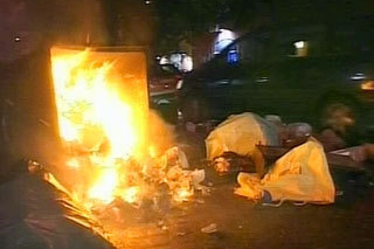 В новогоднюю ночь в Брянске горели автомобиль и мусорный контейнер