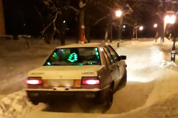 В Брянске водителя наказали за новогодний автопробег по парку имени Пушкина