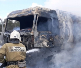 Клинцовские огнеборцы за считанные минуты потушили грузовик