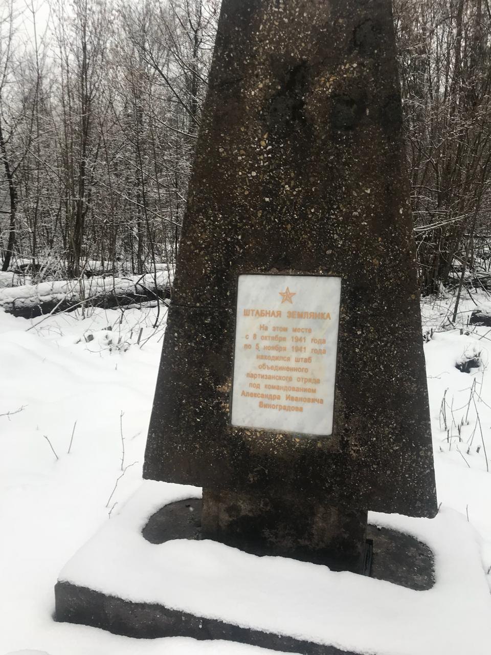 Памятник партизанскому отряду под Брянском завалило валежником