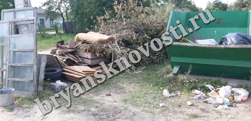 В Новозыбкове у бункера на улице Коммунистической не оборудованный мусорный мини-полигон приобретает угрожающие размеры