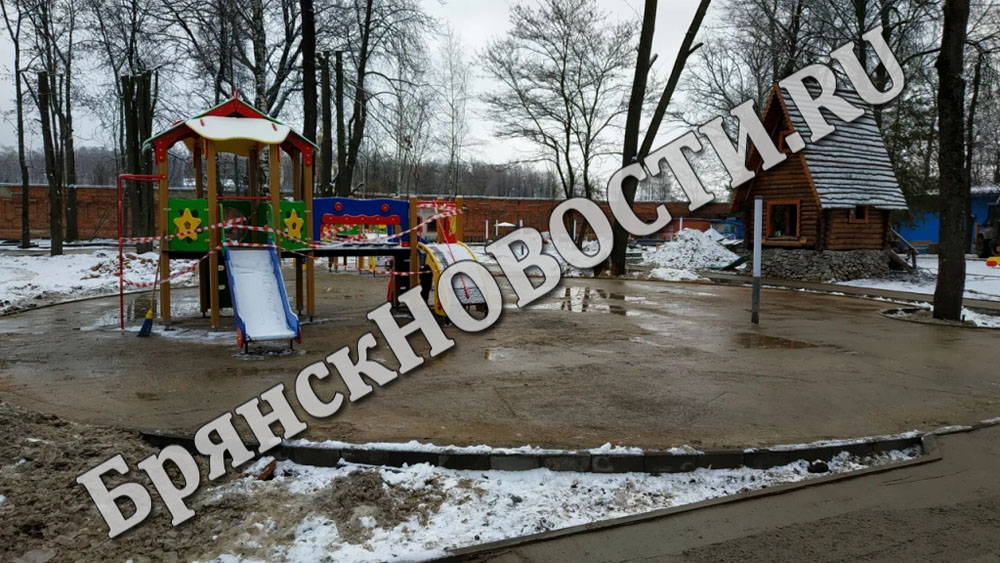 Декабрьские морозчики самое время для заливки дорожек в парке Новозыбкова