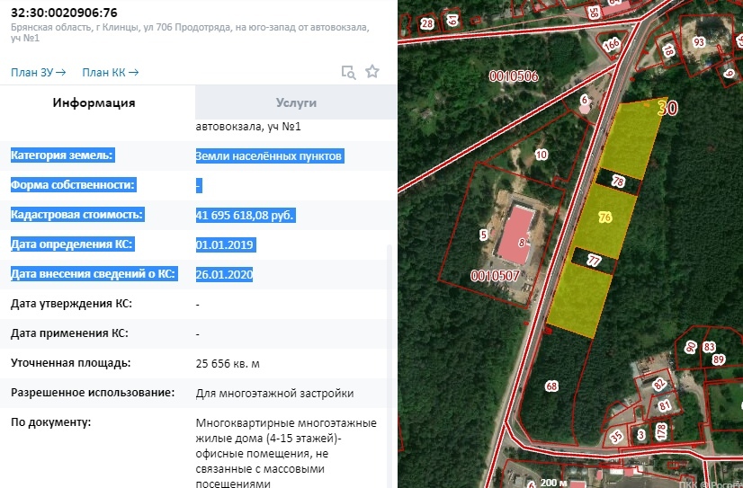 Кадастровая карта клинцы брянской области официальный сайт