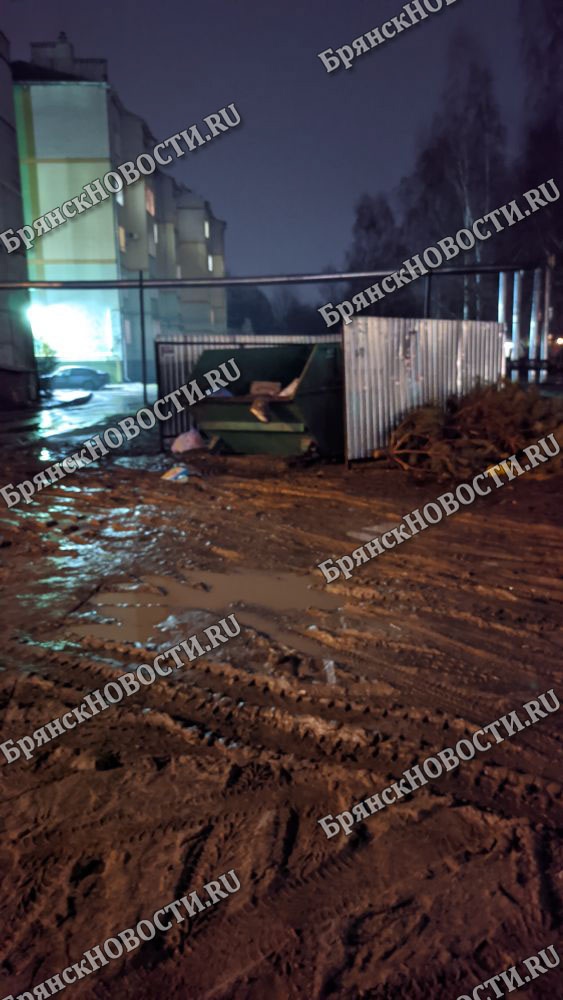 В Новозыбкове площадка для сбора ТКО утопает в грязи