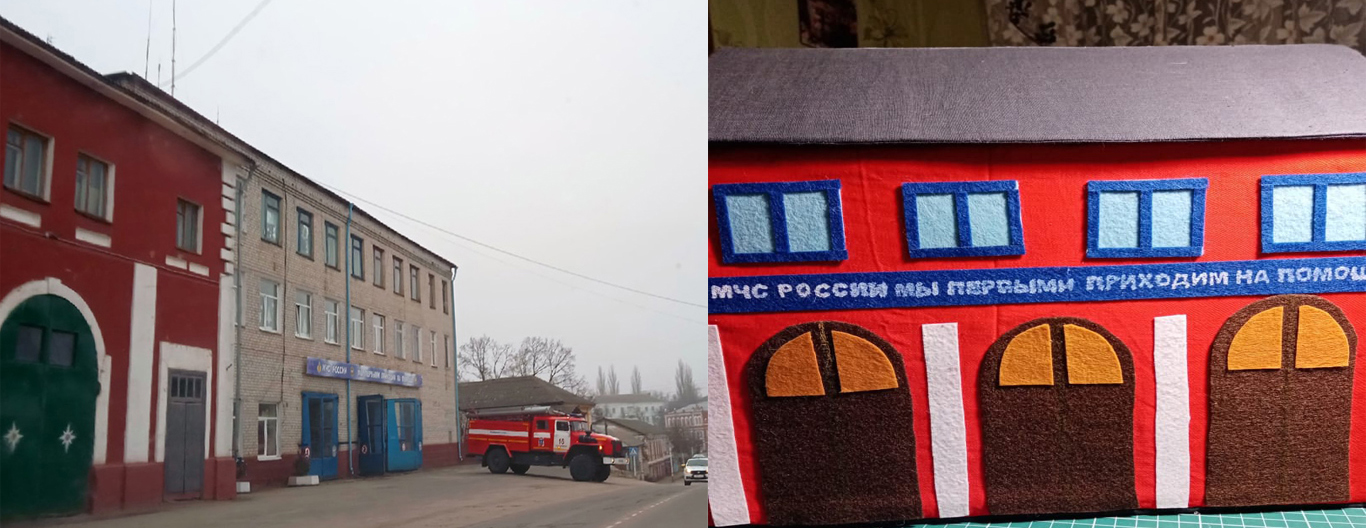 В Новозыбкове дети смастерили копию фасада здания пожарной части