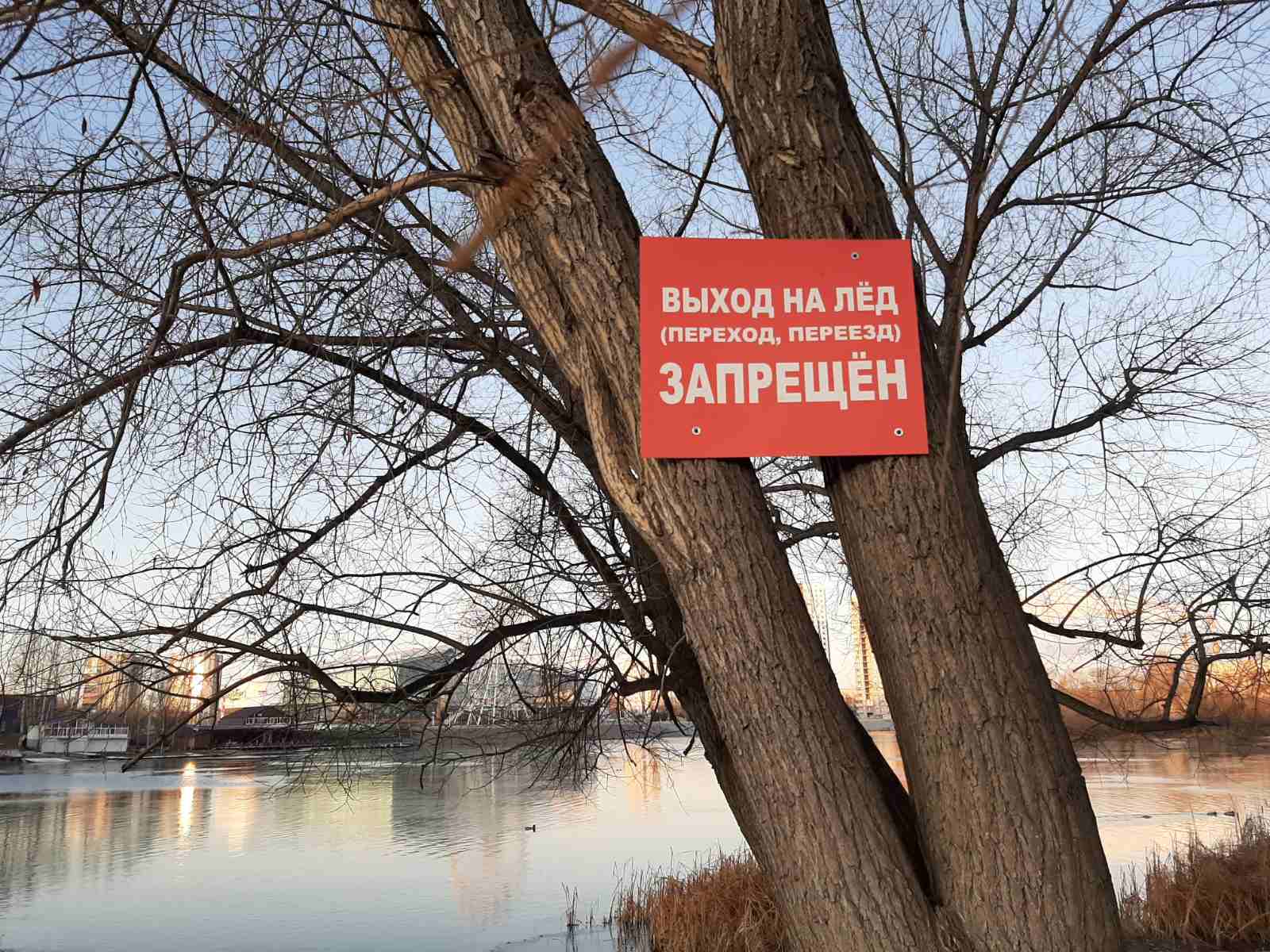 Для рыбаков и любителей покататься по первому льду в Брянске выставят таблички