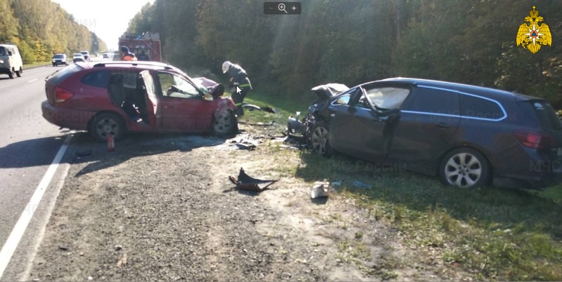 В лобовом столкновении на дороге М3 в Брянской области пострадали два водителя
