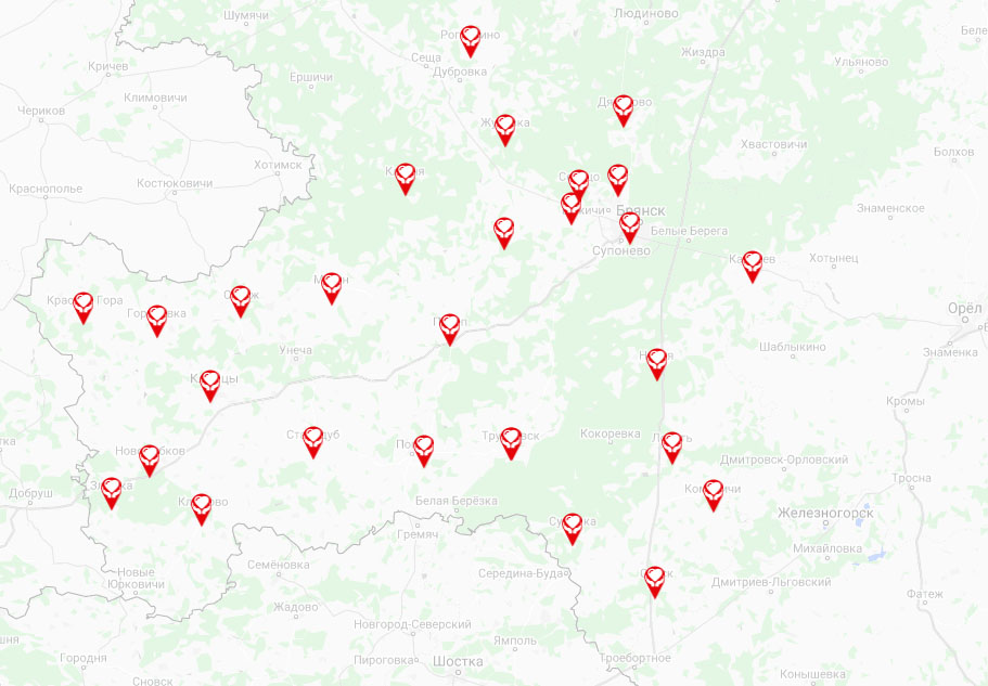 Харьковская 14 брянск на карте. Новозыбков Брянская область на карте. Гордеевка Брянская карта. Брянск на карте. Компоновка Брянской области из гугл карт.