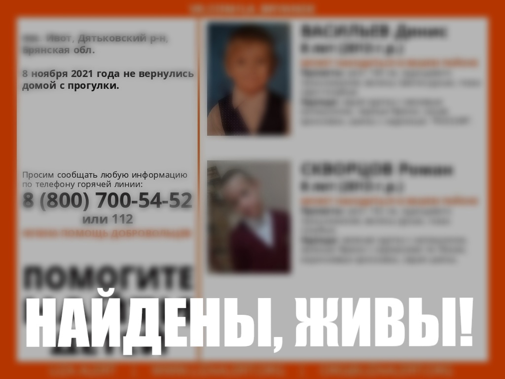 Потерявшихся в Дятьковском районе детей нашли за несколько часов