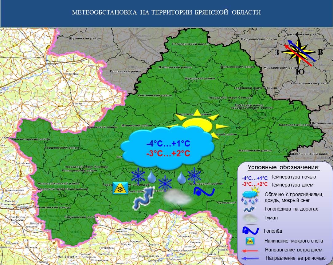 «Погода шепчет» в Брянской области про туман, мокрый снег и гололедицу