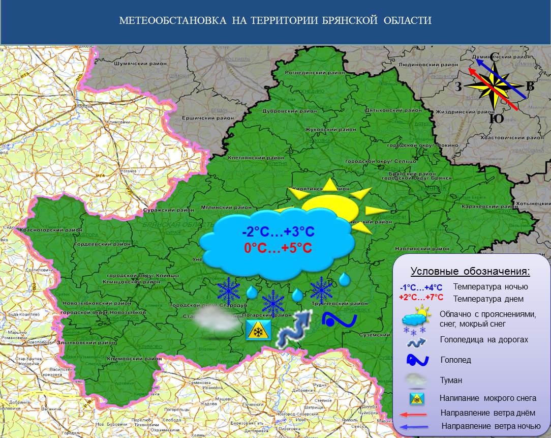 Дождь со снегом завтра в Брянской области