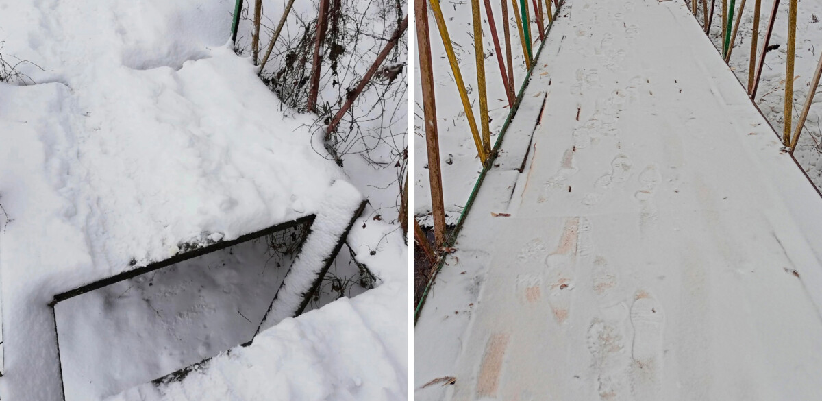 В селе Гордеевка заделали дыры на пешеходном мосту у центрального озера