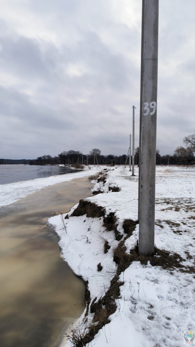 Зимний паводок опасно подобрался к электроопорам на Андреевском лугу под Брянском