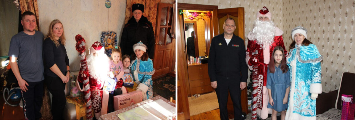 В Брянске транспортные полицейские пришли к детям с Дед Морозом и Снегурочкой