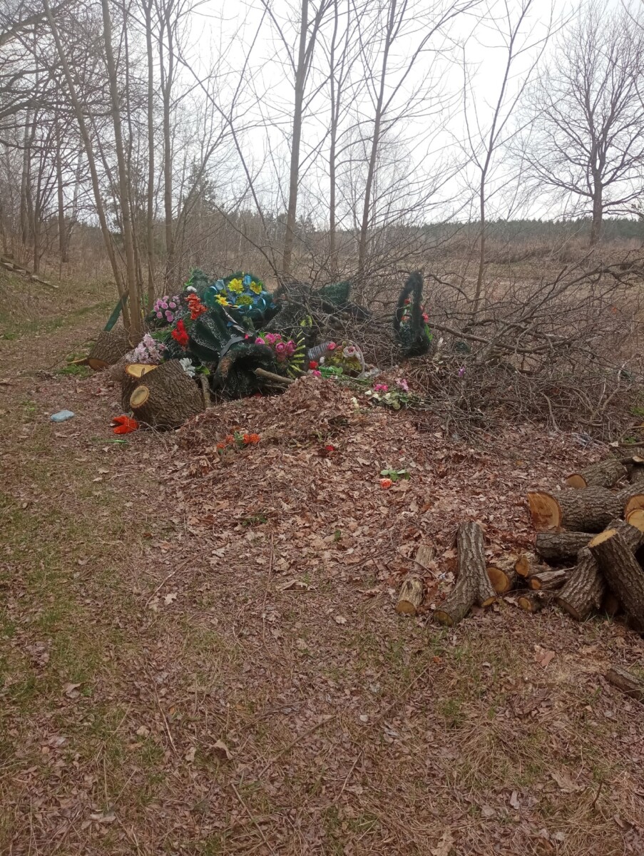 Хотя бы один бак для мусора просят установить у кладбища в клинцовском поселке Синьковка