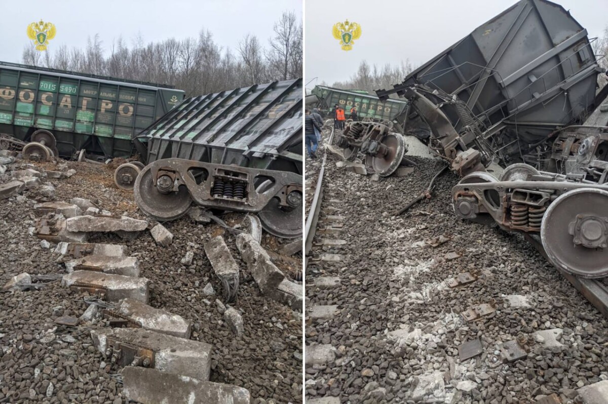 Сегодня в Рязанской области вагоны грузового поезда сошли с пути