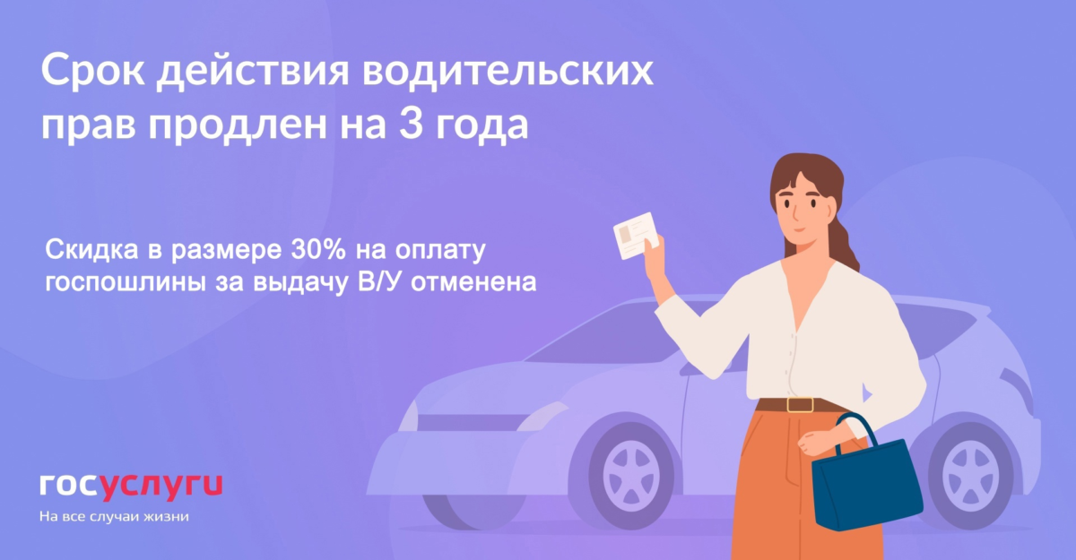 Водительские удостоверения, срок действия которых истекает в 2024 и 2025 годах, продлевается на три года