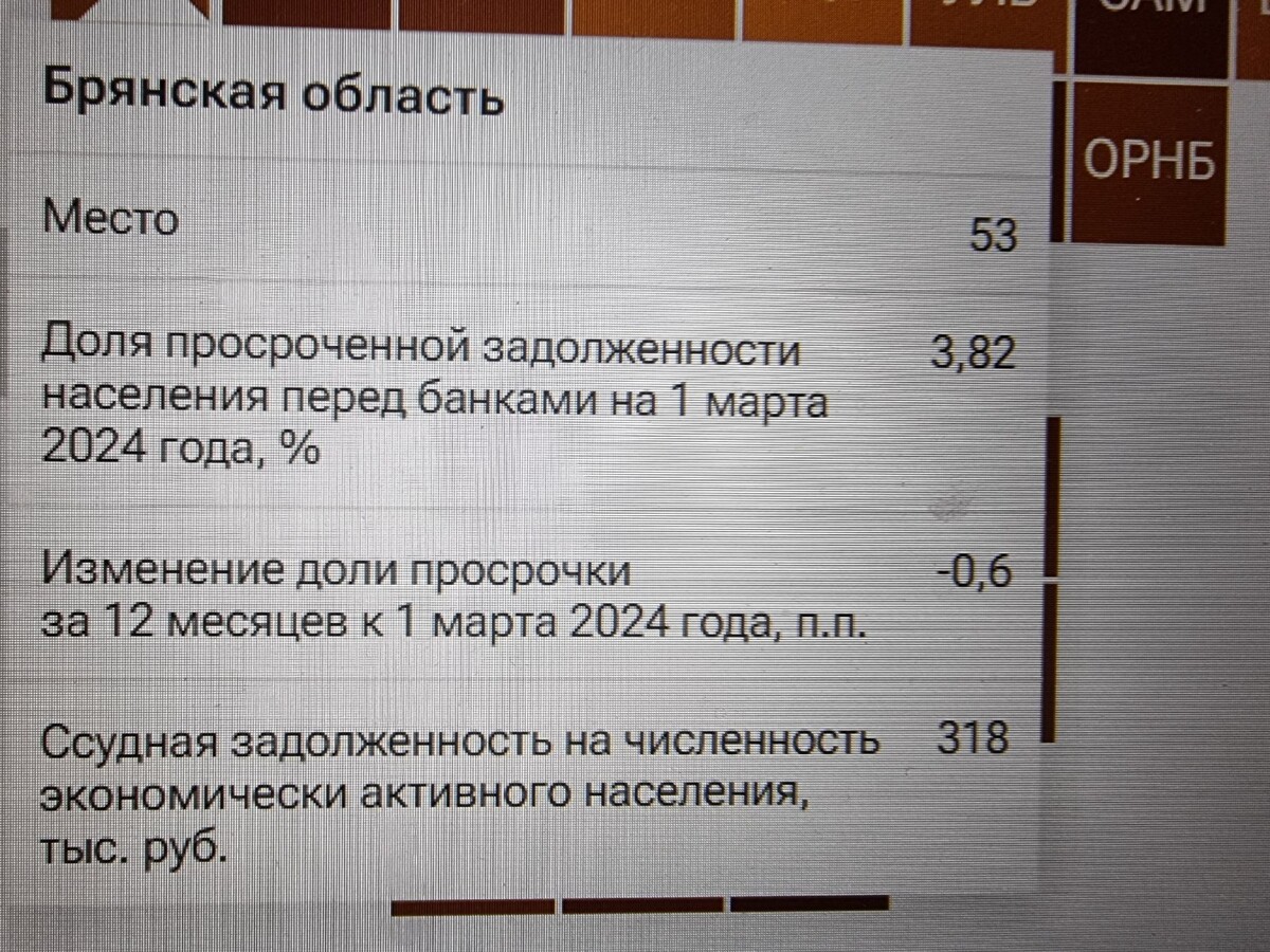 Брянская область занимает 53 место в рейтинге по доле просроченных кредитов  в стране • БрянскНОВОСТИ.RU