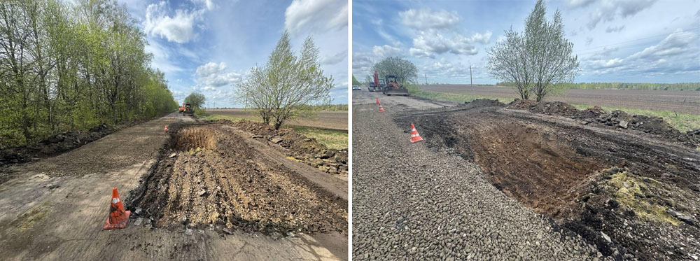 В Севском районе Брянской области продолжается ремонт автодороги «Украина» – Грудская