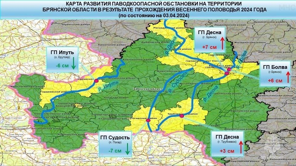 Спасатели ждут стабилизации уровня воды на реках Болва и Десна в черте Брянска