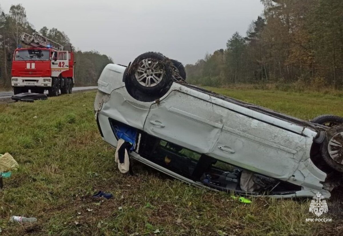 В лобовой аварии на брянской трассе травмы получили два человека, автомобили разбиты