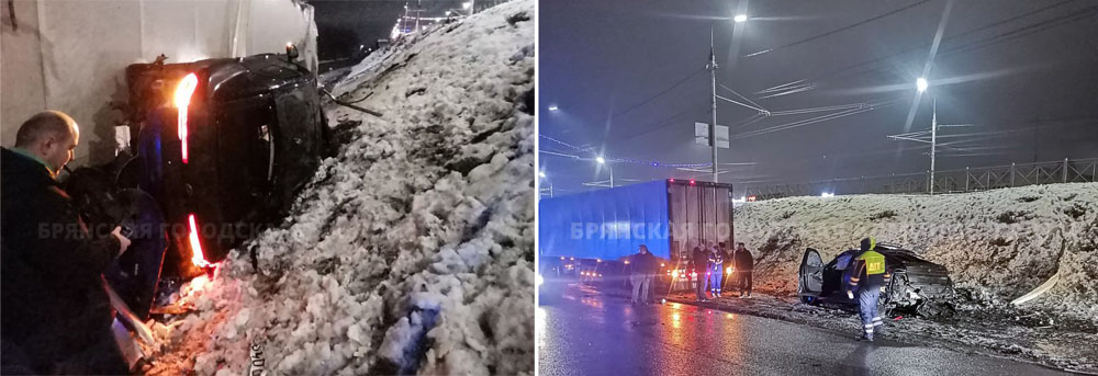 В Фокинском районе Брянска упал автомобиль с путепровода в пять часов утра