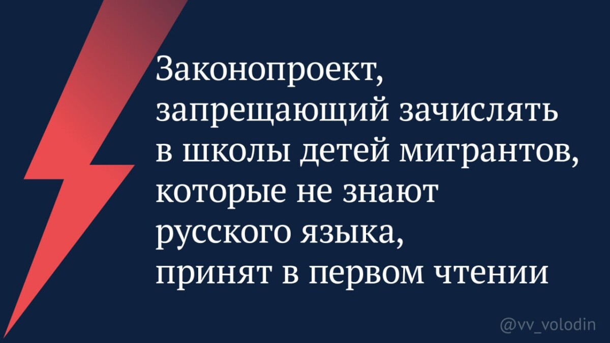 Законопроект, запрещающий зачислять в школы детей мигрантов, которые не знают русского языка, принят в первом чтении