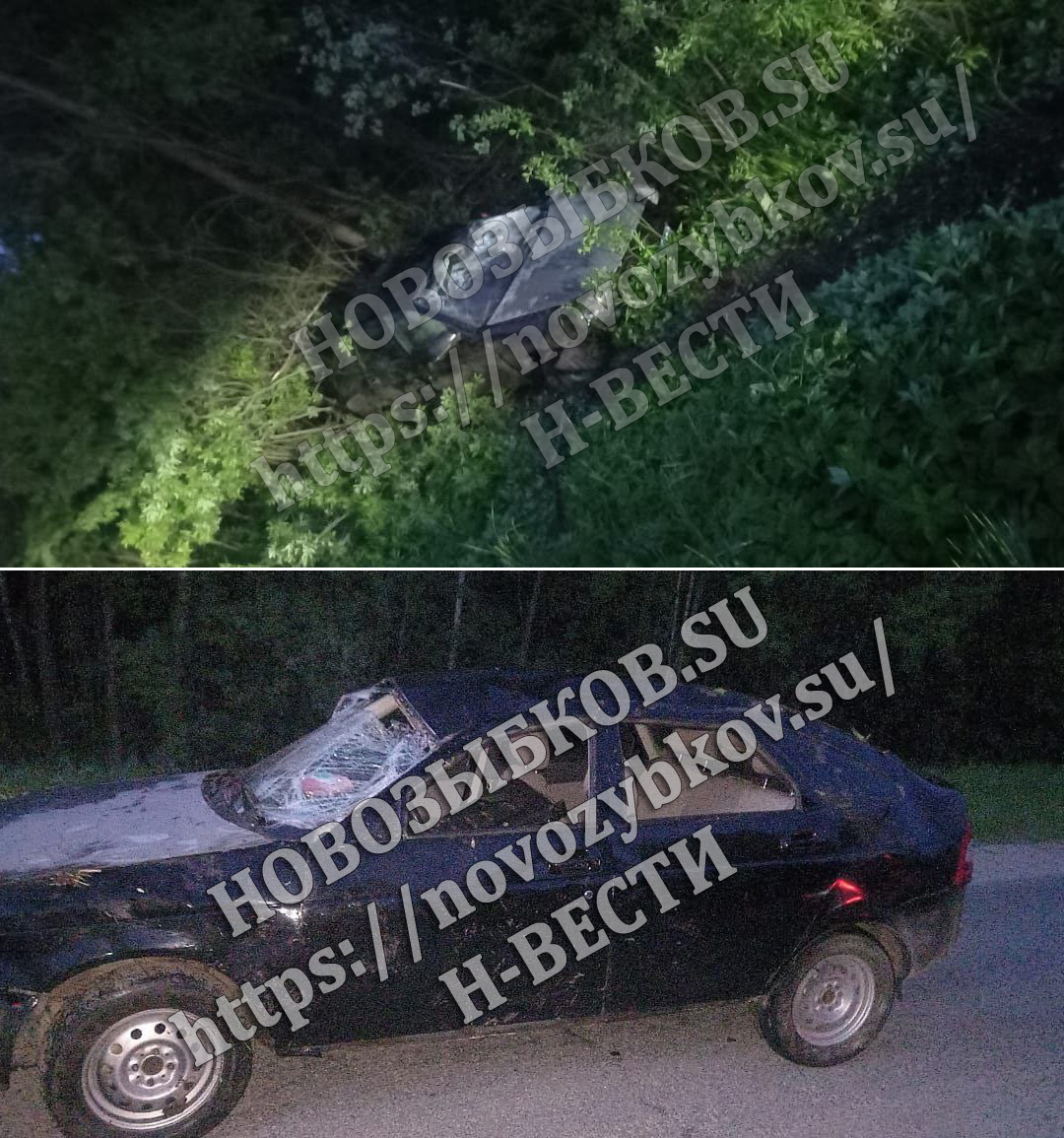 В автомобиле лопнуло колесо и он улетел в кювет под Новозыбковом