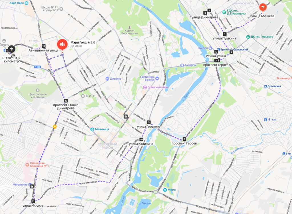 Первый автобусный маршрут по проспекту Героев в Брянске
