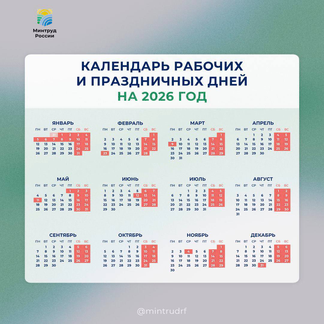 Новогодние каникулы в 2026 году продлятся 12 дней