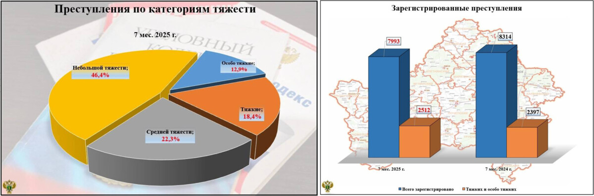 За семь месяцев в Брянской области произошло 7993 преступлений
