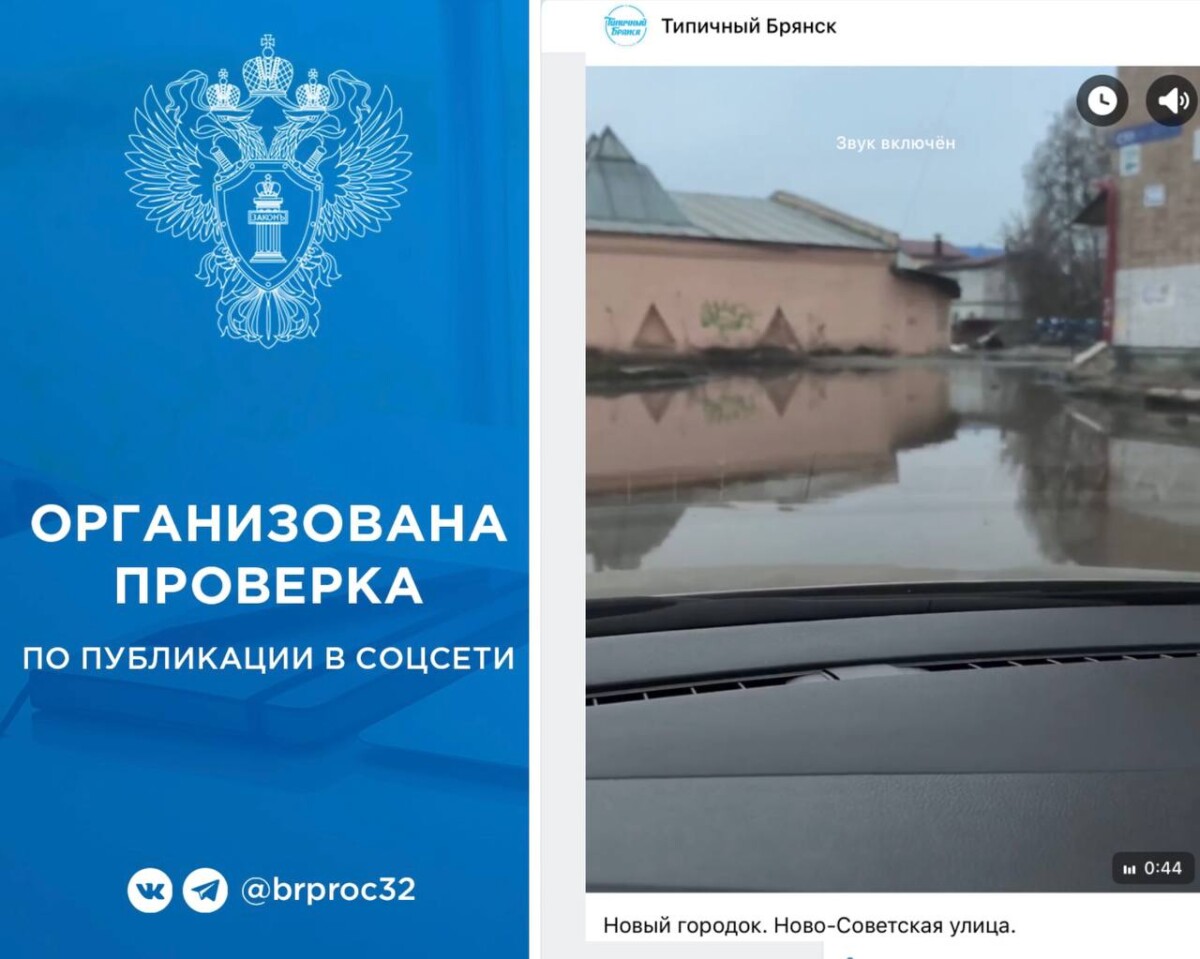 Прокуратура Брянской области заинтересовалась видеороликом о подтоплении на улице Ново-Советской в Брянске
