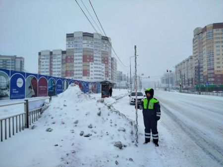 В Брянске госавтоинспекторы контролируют высоту снежных валов на дорогах