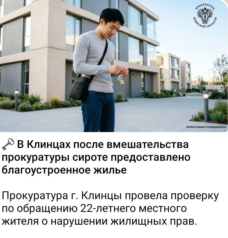 Сироте из Клинцов прокуратура помогла с жильем, которое не предоставили местные власти