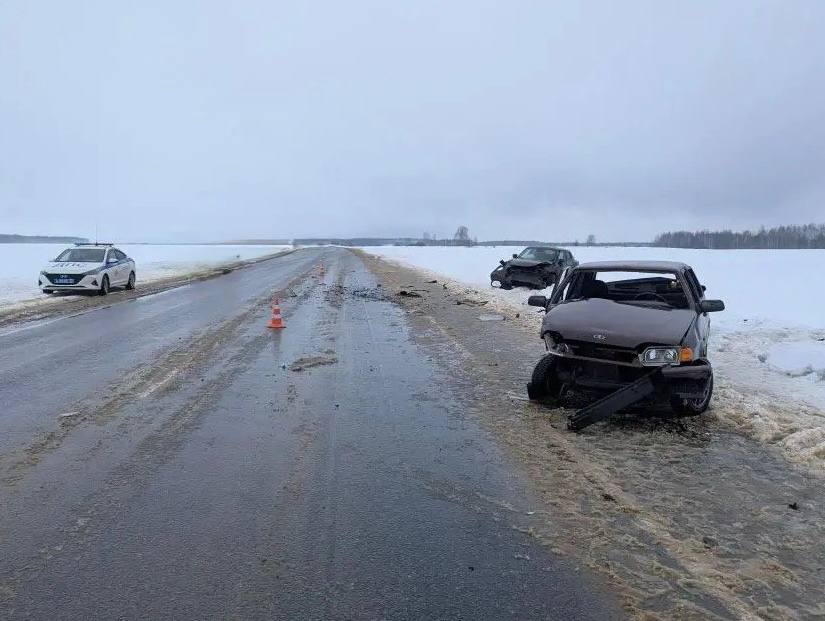 В лобовой аварии на брянской трассе травмированы два водителя