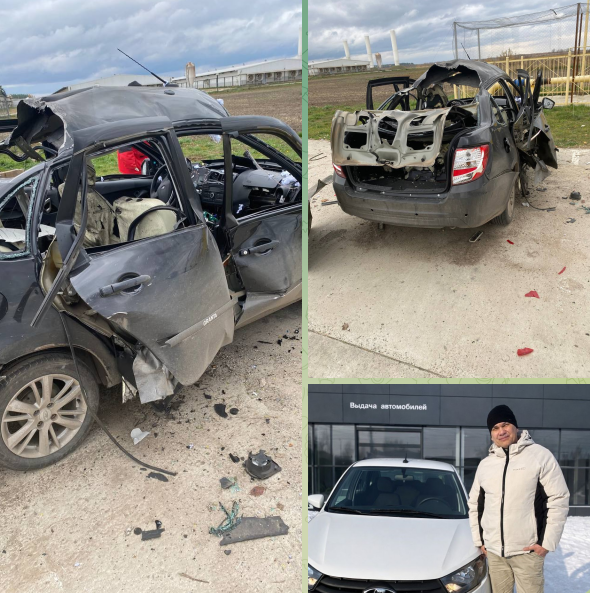 Белая Гранта от «Мираторга», или как машина ветеринара приняла удар на себя в приграничье Брянской области