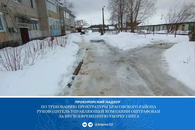 В одном районе Брянской области нашли одну УК и наказали за неубранный снег