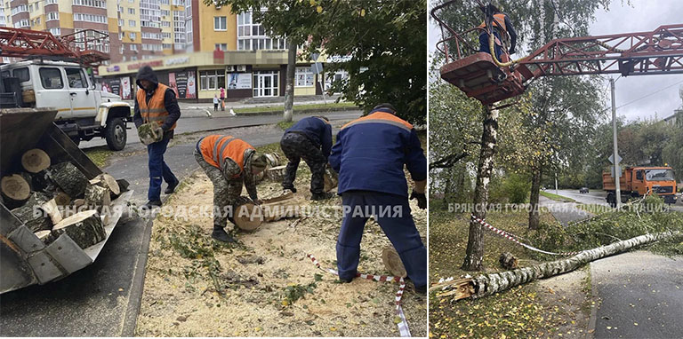 В Брянске городские службы продолжают ликвидацию последствий непогоды